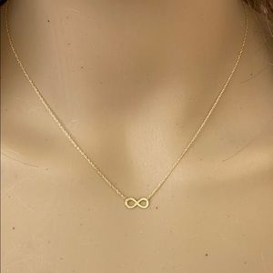 14K Solid Real Gold Mini Infinity Dainty Necklace